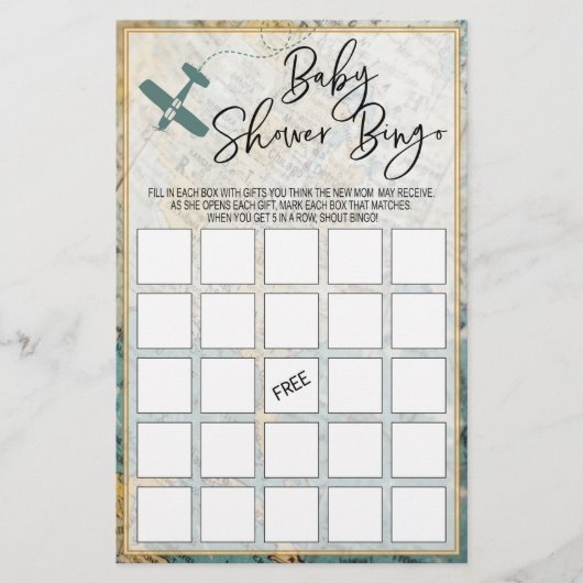 Baby shower Bingo Kaart Baby shower (Voorkant)