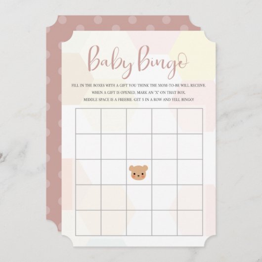 Baby shower Bingo Kaart – Baby shower Spel (Voorkant / Achterkant)