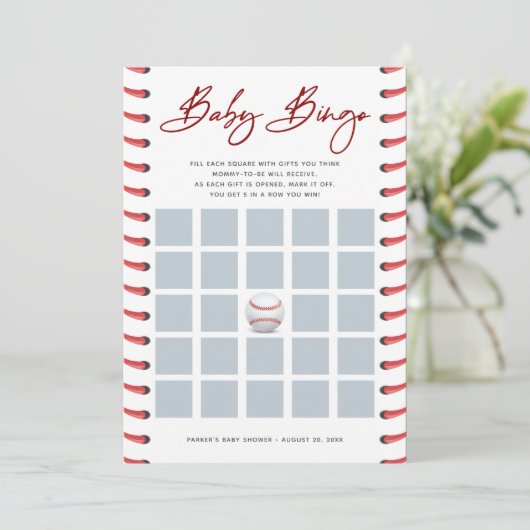 Baby shower Bingo Kaart | Baseball (Staand voorkant)