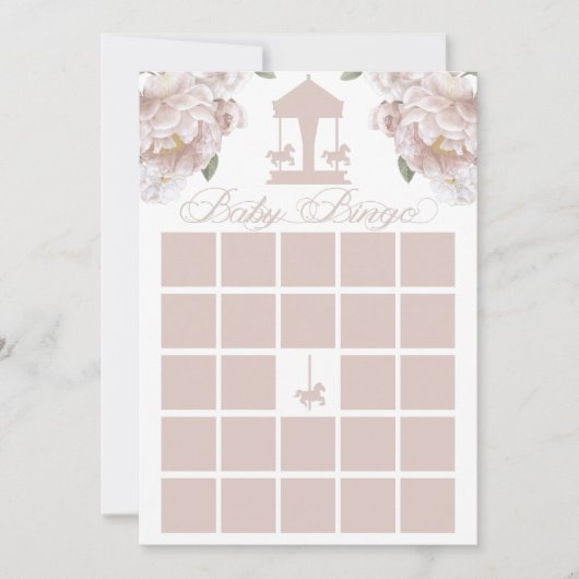 Baby shower Bingo Kaart | carrouselbloem (Voorkant)
