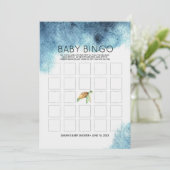Baby Shower Bingo kaart | Zeeschildpad (Staand voorkant)