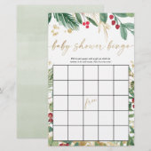 Baby shower bingo kerstvakantie groen goud (Voorkant / Achterkant)