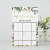 Baby shower bingo kerstvakantie groen goud (Staand voorkant)