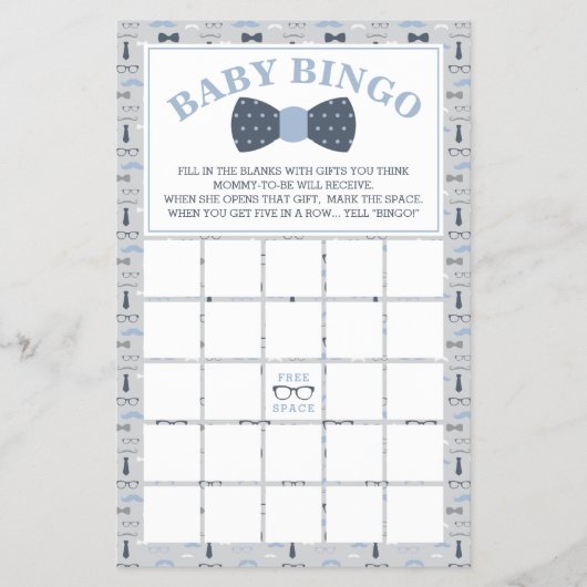 Baby Shower Bingo, Kleine Man, Stropdas Flyer (Voorkant)