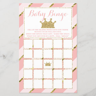Baby shower Bingo, kleine prinses Flyer