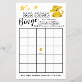 Baby Shower Bingo Kleurrijke Tijger Spelkaart  Flyer