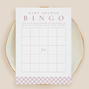 Baby shower bingo leuke roze geruite feestkaart kaart