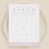 Baby shower Bingo Leuke Roze Gingham Party Card Kaart