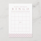 Baby shower Bingo Leuke Roze Gingham Party Card Kaart (Voorkant)