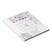 Baby shower Bingo Lila Blue Pumpkin Peony Floral Notitieblok (Schuin)