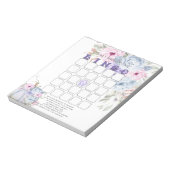 Baby shower Bingo Lila Blue Pumpkin Peony Floral Notitieblok (Linkerzijde)
