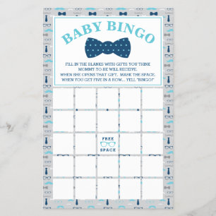 Baby shower Bingo, Little Man, Bow Stropdas Flyer