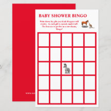 Baby Shower Bingo met gevarieerde dieren