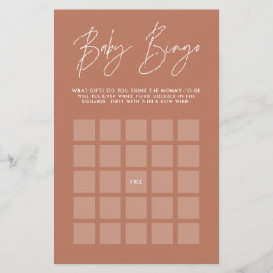 Baby shower Bingo Modern elegant terracotta
