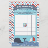 Baby shower Bingo Nautical Sailboat Ocean Whale (Voorkant / Achterkant)