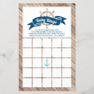Baby shower Bingo, Nautisch Flyer