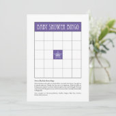 baby shower Bingo - Paars Kaart (Staand voorkant)