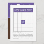 baby shower Bingo - Paars Kaart (Voorkant / Achterkant)