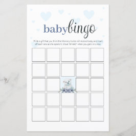 Baby shower Bingo Party Spel Blauwe Harten Beer Cu