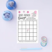 Baby shower Bingo Pink Elephant Girl Game Kaart (Enkel)