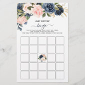 Baby shower Bingo Pink Navy Cascading Floral Game (Voorkant)