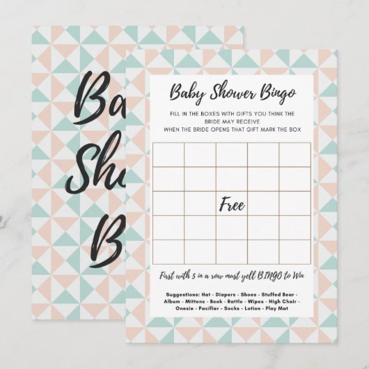 Baby shower Bingo raad de Kaart van het Spel van d (Voorkant / Achterkant)
