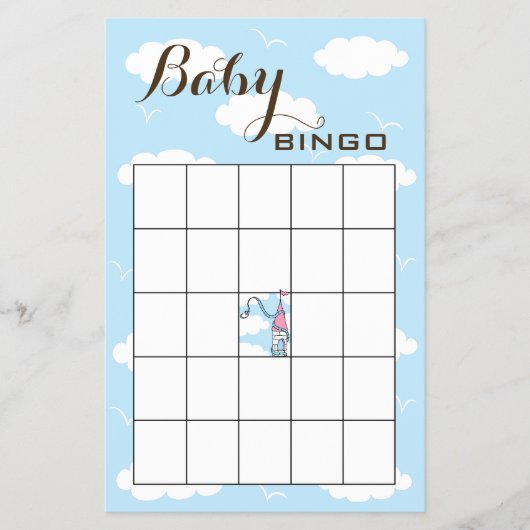 Baby shower BINGO roze/blauw/kasteel Flyer (Voorkant)