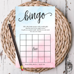 Baby shower Bingo Roze/Blauw Papier Spel Kaart