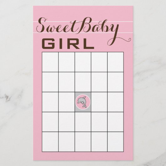 Baby shower BINGO "Roze dolfijn" Flyer (Voorkant)