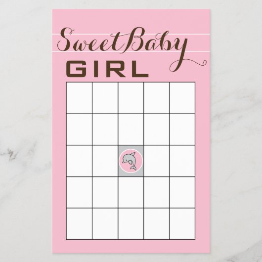 Baby shower BINGO "Roze dolfijn" Flyer (Voorkant)