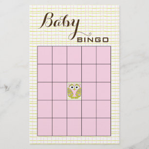 Baby shower BINGO roze groene OWL Flyer