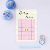 Baby shower BINGO roze groene OWL Flyer (Enkel)
