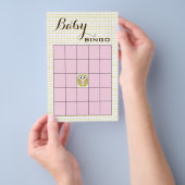 Baby shower BINGO roze groene OWL Flyer (Hand)