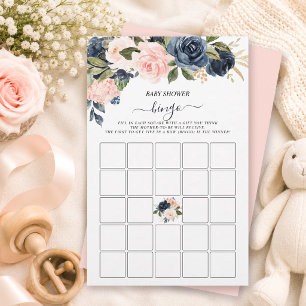 Baby Shower Bingo Roze Marine Kleurcascade Bloemen