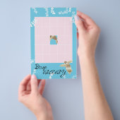Baby shower BINGO "Roze/Turquoise Turtle" Flyer (Hand)