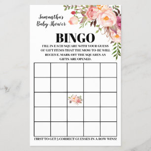 Baby shower Bingo roze tweetalige spelkaart Flyer