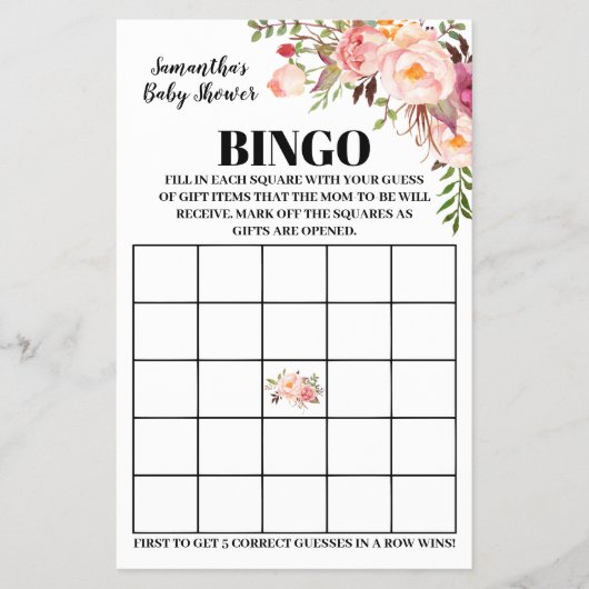 Baby shower Bingo roze tweetalige spelkaart Flyer (Voorkant)
