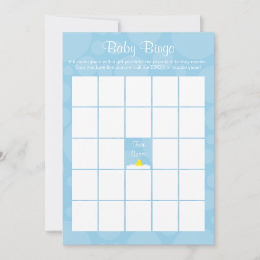 Baby shower Bingo - Rubber eendje thema - Blauw Kaart (Voorkant)