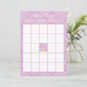 Baby shower Bingo - Rubber eendje thema - Lila Kaart (Staand voorkant)