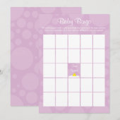 Baby shower Bingo - Rubber eendje thema - Lila Kaart (Voorkant / Achterkant)