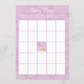 Baby shower Bingo - Rubber eendje thema - Lila Kaart