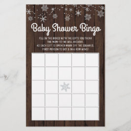 Baby shower Bingo Rustic Snowflake Baby Bingo Kaar