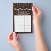 Baby shower Bingo Rustic Snowflake Baby Bingo Kaar Flyer (Hand)