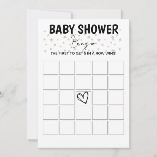 Baby shower Bingo Spel - B/W Kaart (Voorkant)
