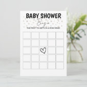 Baby shower Bingo Spel - B/W Kaart (Staand voorkant)