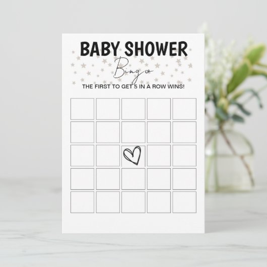 Baby shower Bingo Spel - B/W Kaart (Staand voorkant)