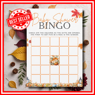 Baby Shower BINGO Spel Een Klein Pompoen Bloemmoti Kaart
