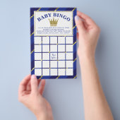 Baby Shower Bingo Spel, Prins, Blauw en Goud Flyer (Hand)