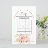Baby Shower BINGO spel Roze Bloem Boho Pampas (Staand voorkant)
