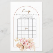 Baby Shower BINGO spel Roze Bloem Boho Pampas (Voorkant)
